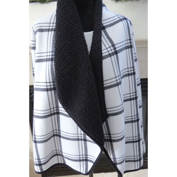Sonoma Jackets & Blazers - Sonoma Goods For Life Sherpa Fleece Waterfall Jacket black/white L EUC